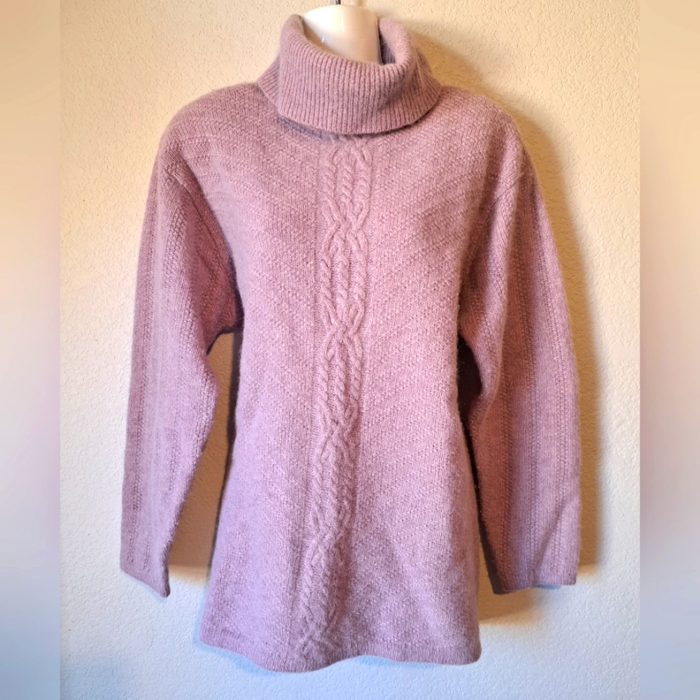 Wainscott turtleneck sweater. Light purple, lambswool/rabbit hair/ nylon blend.